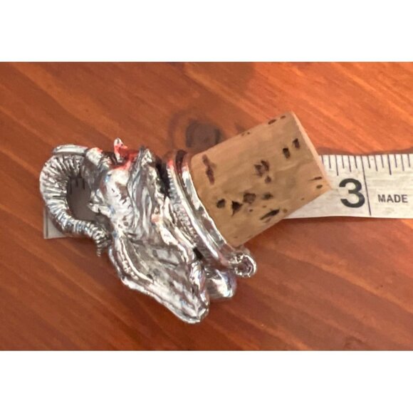 Elephant Head Wine Bottle Stopper Cork Silver Tone Trunk Up 2.5" NWOT - Picture 5 of 5